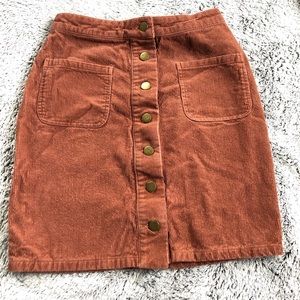 Brown High Wasted Corduroy Roolee Skirt
